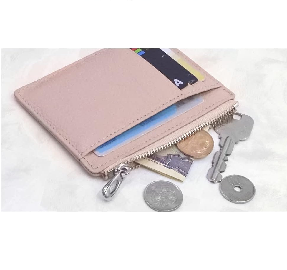 Dusty Pink Genuine Leather Slim Card Holder