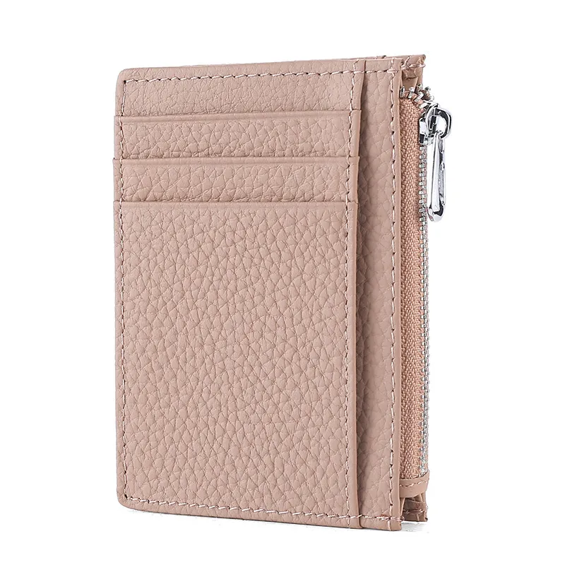 Dusty Pink Genuine Leather Slim Card Holder