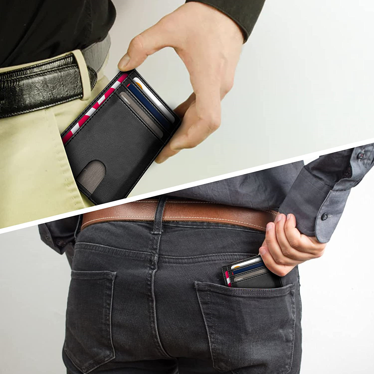 Slim Genuine Leather RFID Minimalistic Card Holder- Saffiano