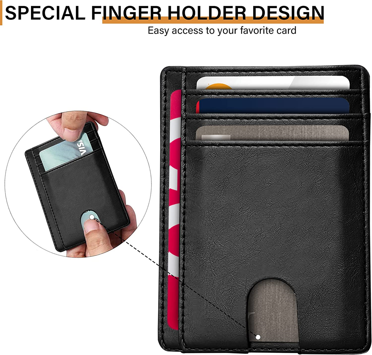 Slim Genuine Leather RFID Minimalistic Card Holder- Saffiano