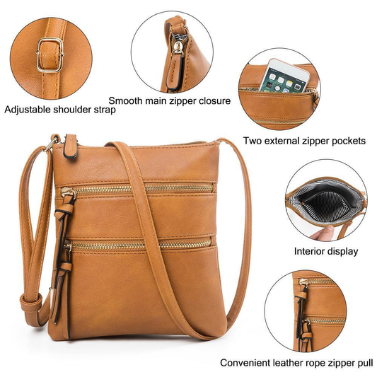 Women's Small PU Leather Sling Messenger Bag- Small