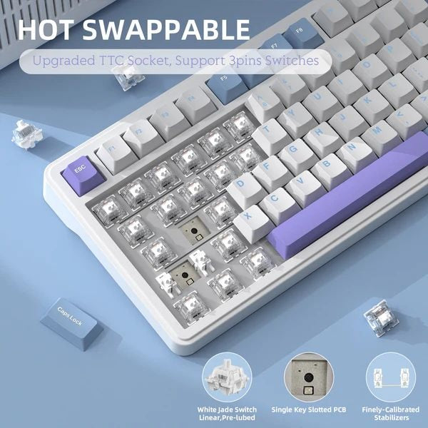 ATTACK SHARK X85 TRI-Mode Mechanical Keyboard- Starlight White