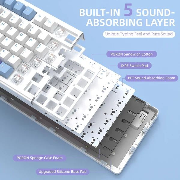 ATTACK SHARK X85 TRI-Mode Mechanical Keyboard- Starlight White