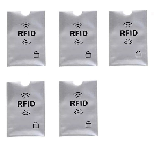 Aluminum Portable RFID Blocking Card Sleeves - Pack of 5