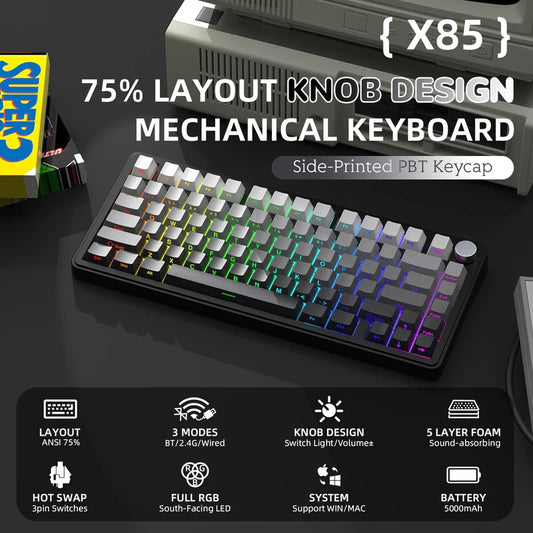 ATTACK SHARK X85 TRI-Mode Mechanical Keyboard- Moonlit Night